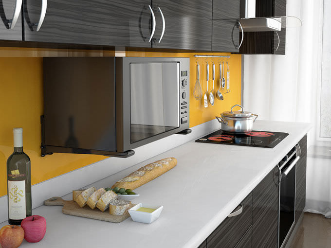 Microondas na cozinha - opções de acomodação (foto) e suporte para bricolage